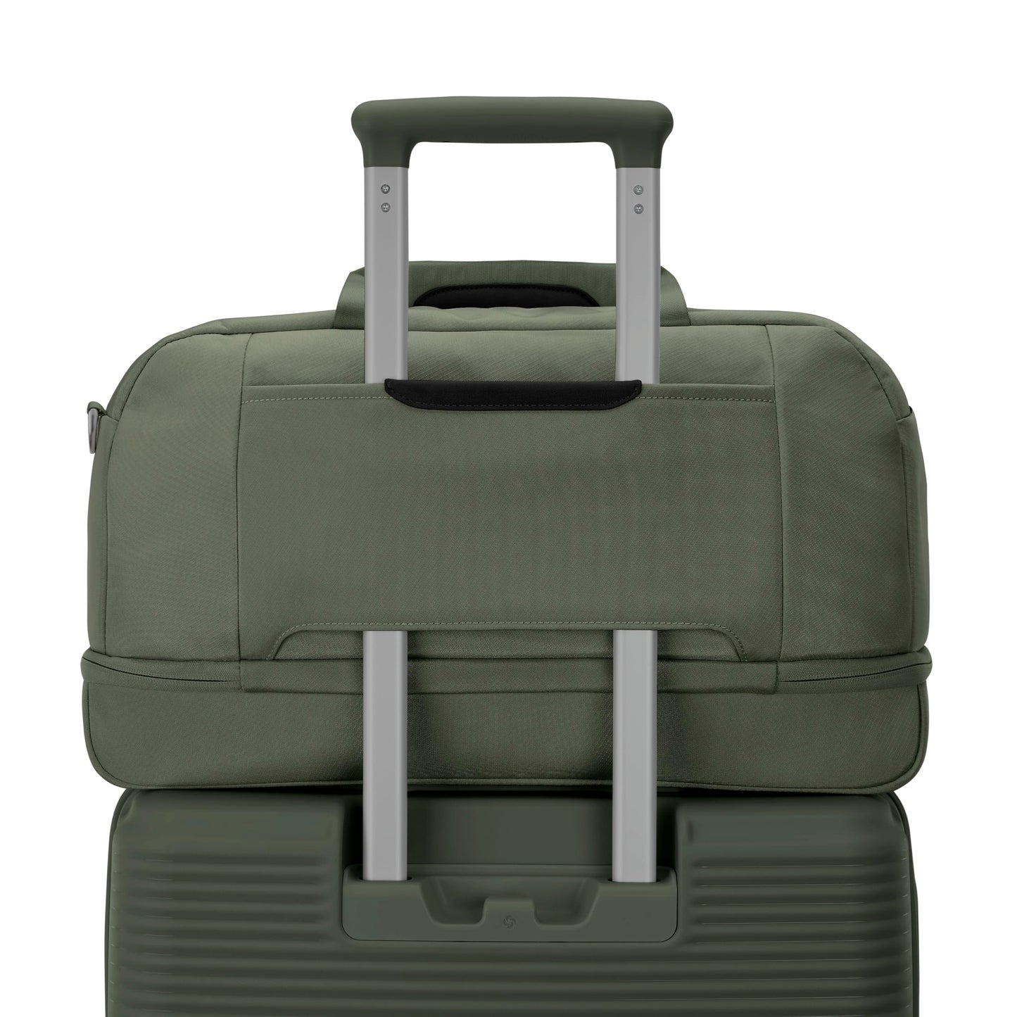 Samsonite Paralux Weekender Duffel Bag, Travel Carry-On Bag with Wide Opening, Drop-Bottom Shoe & Laundry Compartment, AirTag™ Holder, StackIt™ Strap - Business & Leisure Travel Bag - Olive