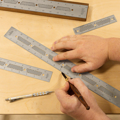 JessEm 07411 Stainless Steel 12 Inch Precision Ruler with Patented Flex Grip and Fade Resistant Markings