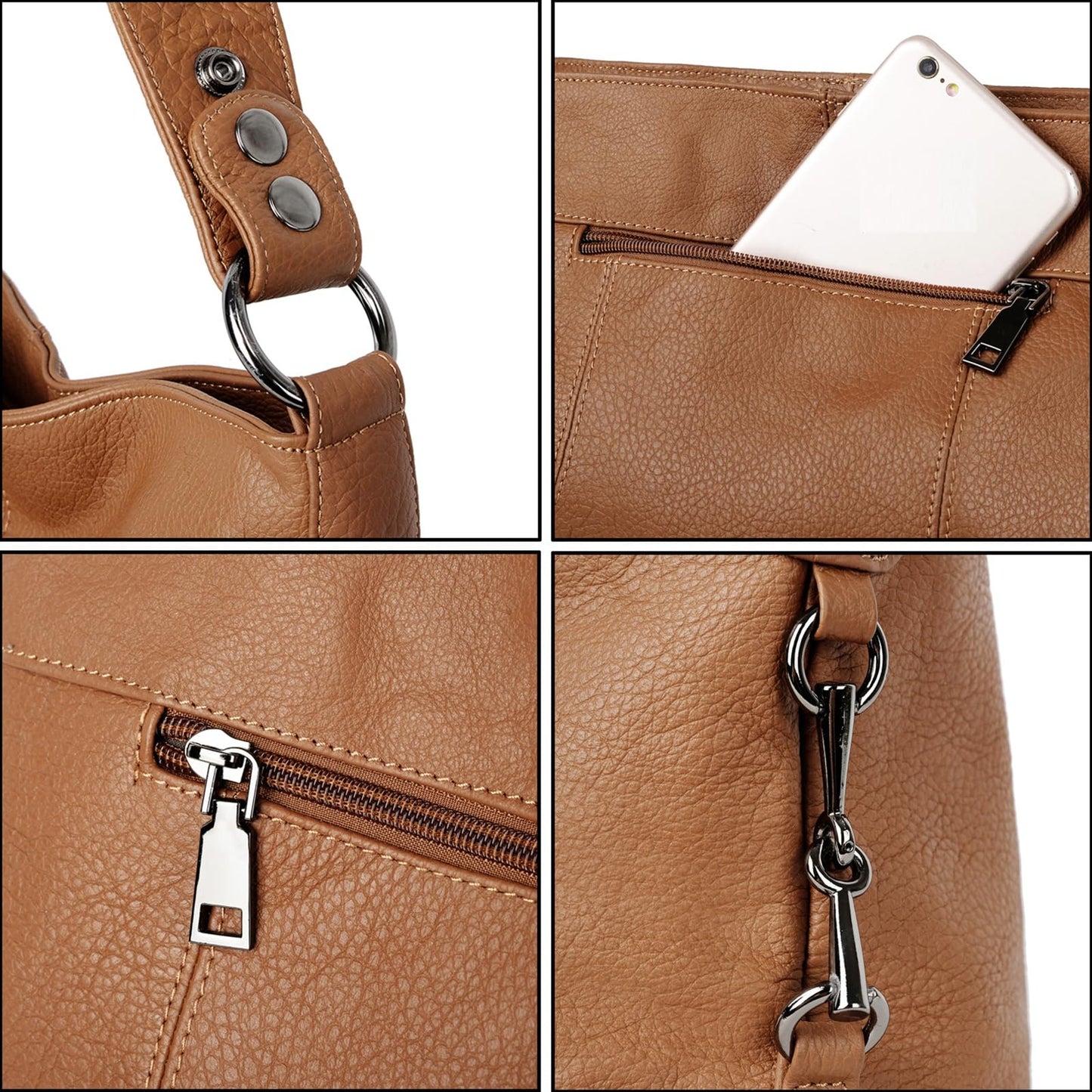 YALUXE Genuine Leather Shoulder Bags Stylish Hobo Handbags Purses Crossbody Bags for Women