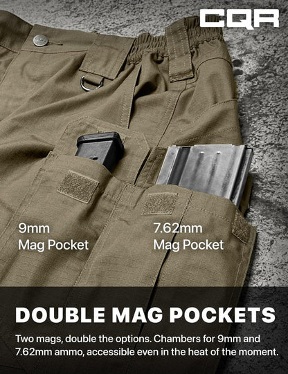 CQR Men's Tactical Pants, Water Resistant Ripstop Cargo Pants, Lightweight EDC Work Hiking Pants, Outdoor Apparel, Raider Mag Pocket Soil Green, 36W x 32L