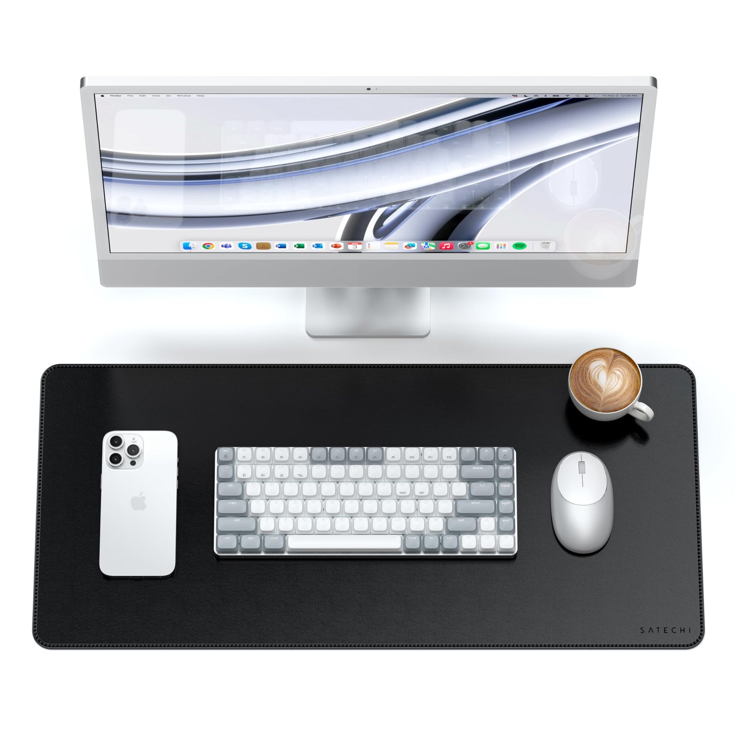 Satechi Vegan Leather Desk Mat, Large Mouse Pad Scratch and Water Resistant, Easy to Clean, Desk Pad for Office and Home, 26.8” x 12.4” x 0.1” - Black