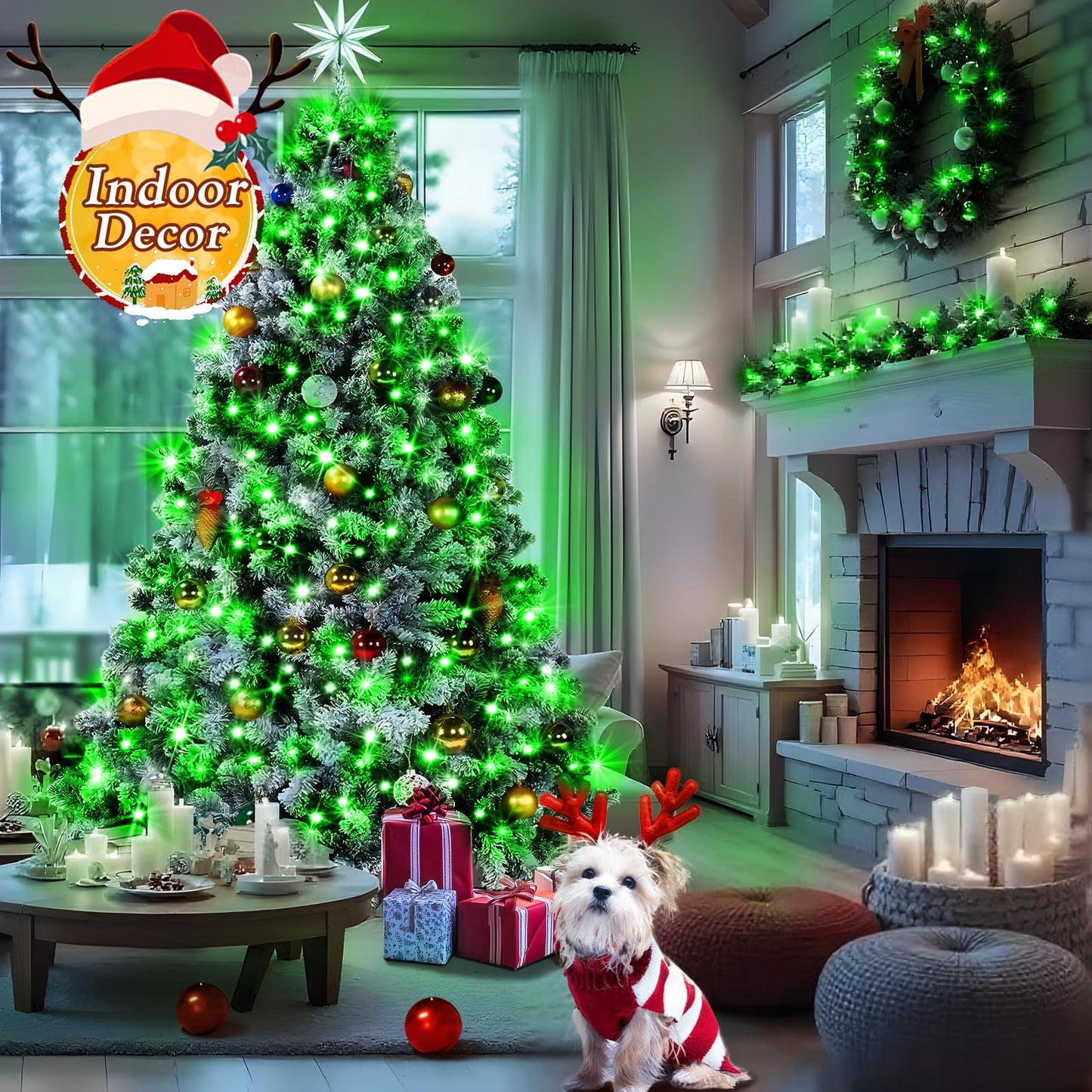 KNONEW 197FT 500 LED Christmas Lights Outdoor String Lights 8 Modes & Memory Fairy Light Plug in Waterproof LED String Lights for Xmas Yard Tree Wedding Party Holiday Decorations (Green)