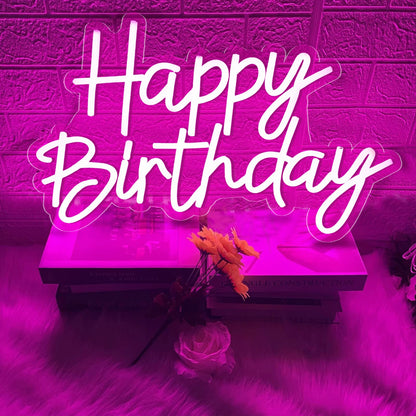Happy Birthday Neon LED Night Light Can Be Used For Birthday, Wedding, Anniversary, Christmas, Home Decoration Party Backdrop Light, Best Gift For Family Friends Children