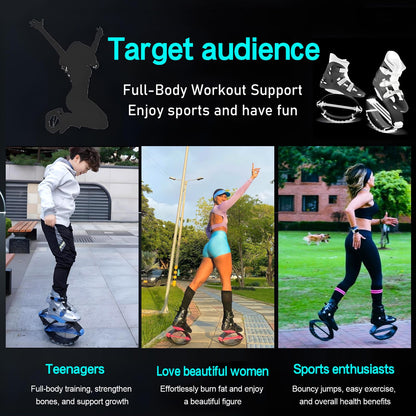 KPUKGJDK Kangaroo Jump Shoes for Women & Men – High Bounce Moon Shoes, Bouncy Jumping Boots for Exercise, Fitness, Weight Loss & Fun, Adjustable Fit, Low-Impact Rebounder Design(Black/White,XX-Large)