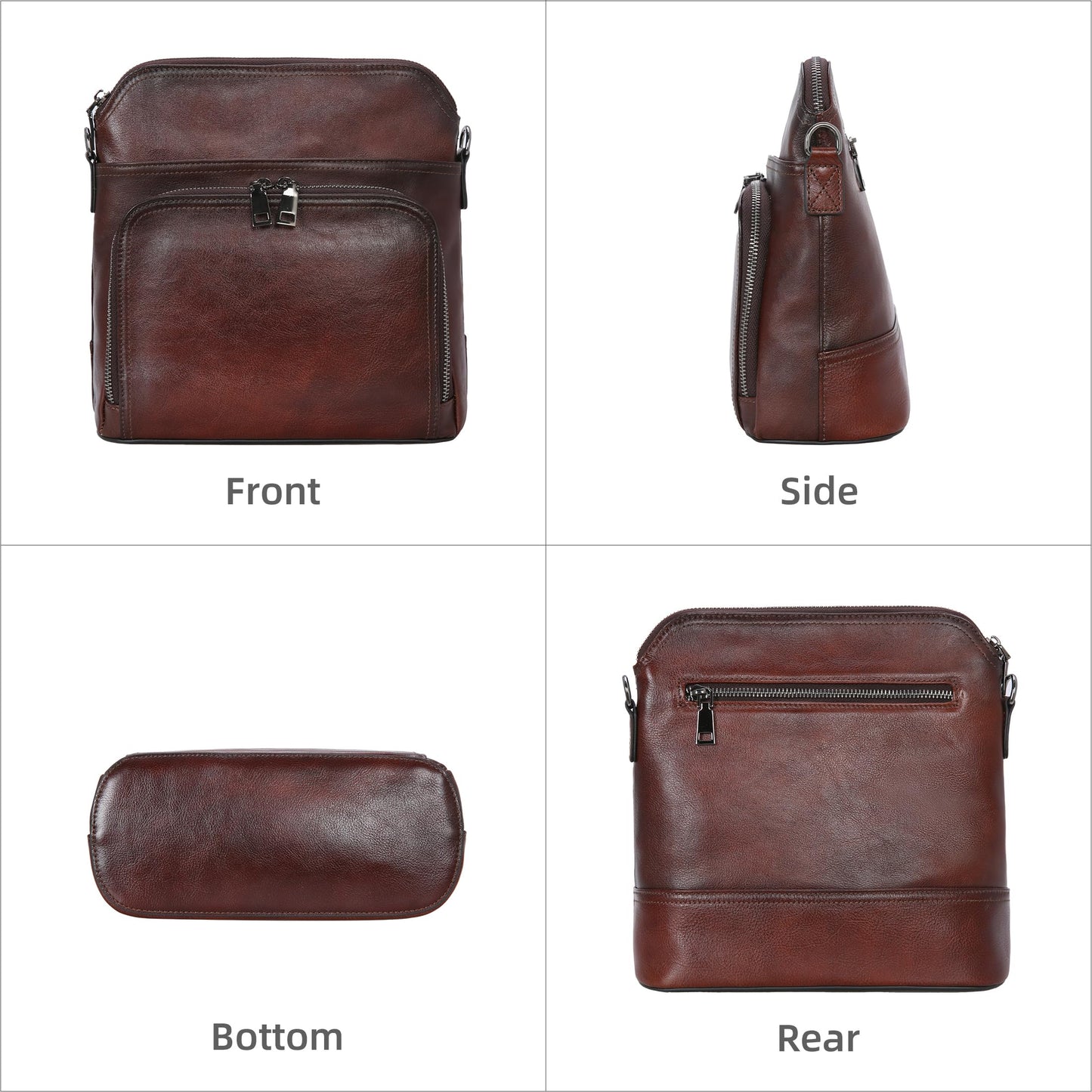 Iswee Leather Crossbody Bags Shoulder Bag for Women Purses and Handbags Genuine Leather Purses for Women Hobo Pocketbooks (Coffee)