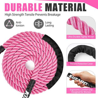 KUZARO Jump Rope, Weighted Jump Rope for Women, Heavy Jump Ropes for Fitness, Home Gym Exercise Equipment, Adult Skipping Rope for Strength Training, Weight Loss, Boxing Training,Total Body Workout Equipment