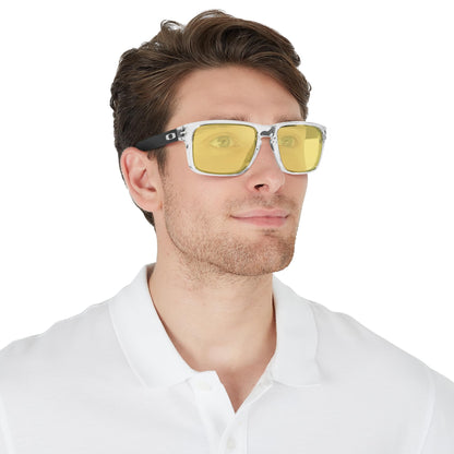 Oakley Men's OO9244 Holbrook Low Bridge Fit Rectangular Sunglasses, Clear/Prizm Gaming, 56 mm