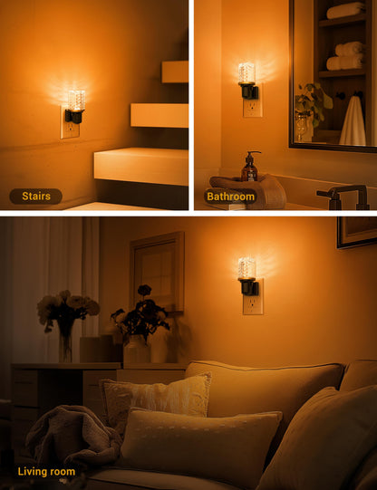 JandCase LED Night Light, Dimmable Night Lights Plug into Wall, Modern Nightlight with Auto On Off Light Sensor, 3000K Soft White Night Light 0-100LM Brightness for Bathroom Hallway Bedroom Decor