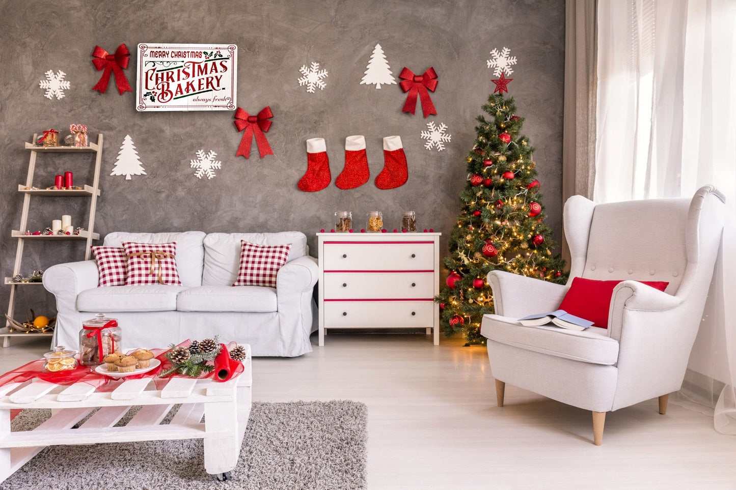 Christmas Bakery Always Fresh Tin Sign Christmas Decor for Kitchen Cafe Bar Home Wall Decor Art Decoration Plaque 8x12 Inch