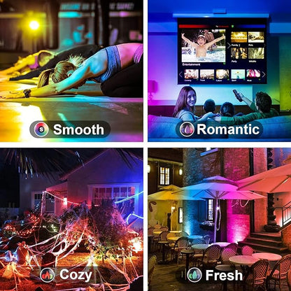 Outdoor LED Flood Light RGB Color Changing 500W Equivalent 2700k WarmWhite 5000LM Spotlight(Remote Control, 120 Colors Strobe, Dimmable,24H Timer, US 3-Plug)