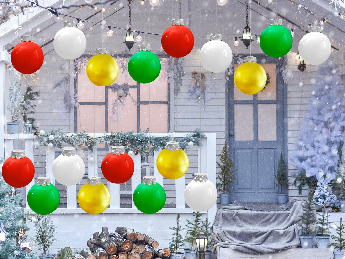 YONTUS 9 Inches Blow up Christmas Ornaments, Inflatable Christmas Balls Outdoor, Christmas Decorations for Porch (8 Pcs)