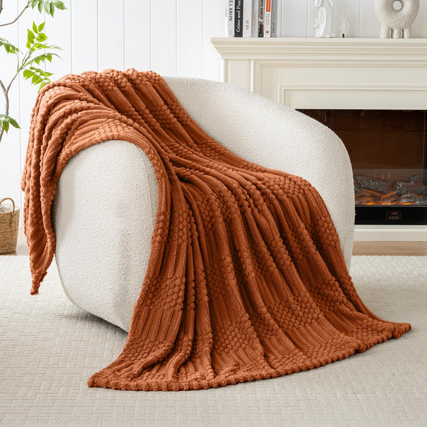 50x70 Inch Rust Throw Blanket - Soft & Fluffy Fleece, Cute & Aesthetic, Perfect for Sofa, Couch, Chair, Bed, Living Room & Bedroom, All-Season Use, Plush & Cozy Decorative Blanket