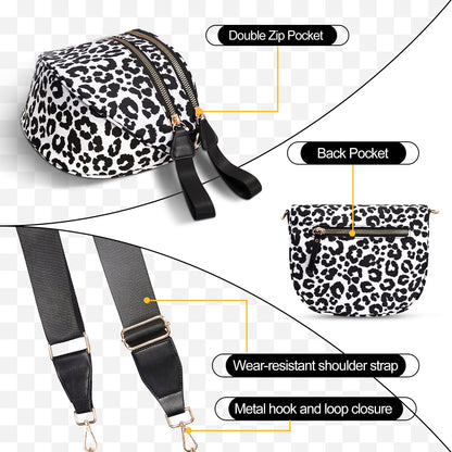 Checkered Crossbody Bag,Nylon Bum Bags for Women Crossbody,Spacious Sling Bag Purse Fanny Packs with Shoulder Strap