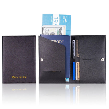 Passport Holder for Travel Passport Wallet Cover Case for Women, Travel Wallet Essentials for Men and Family. Blue & Black
