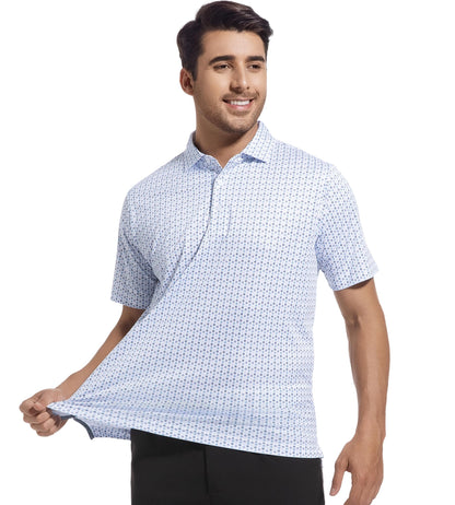 SAMERM Mens Golf Shirts Short Sleeve Dry Fit Performance Moisture Wicking Print Sport Polo Shirts for Men Casual，White U，XL