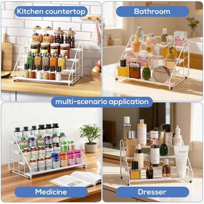 Spice Rack Organizer for Cabinet, 4 Tiered Spice Rack Organizer, Tiered Adjustable Spice Shelf for Kitchen Countertop Pantry Organization (Bright Black)