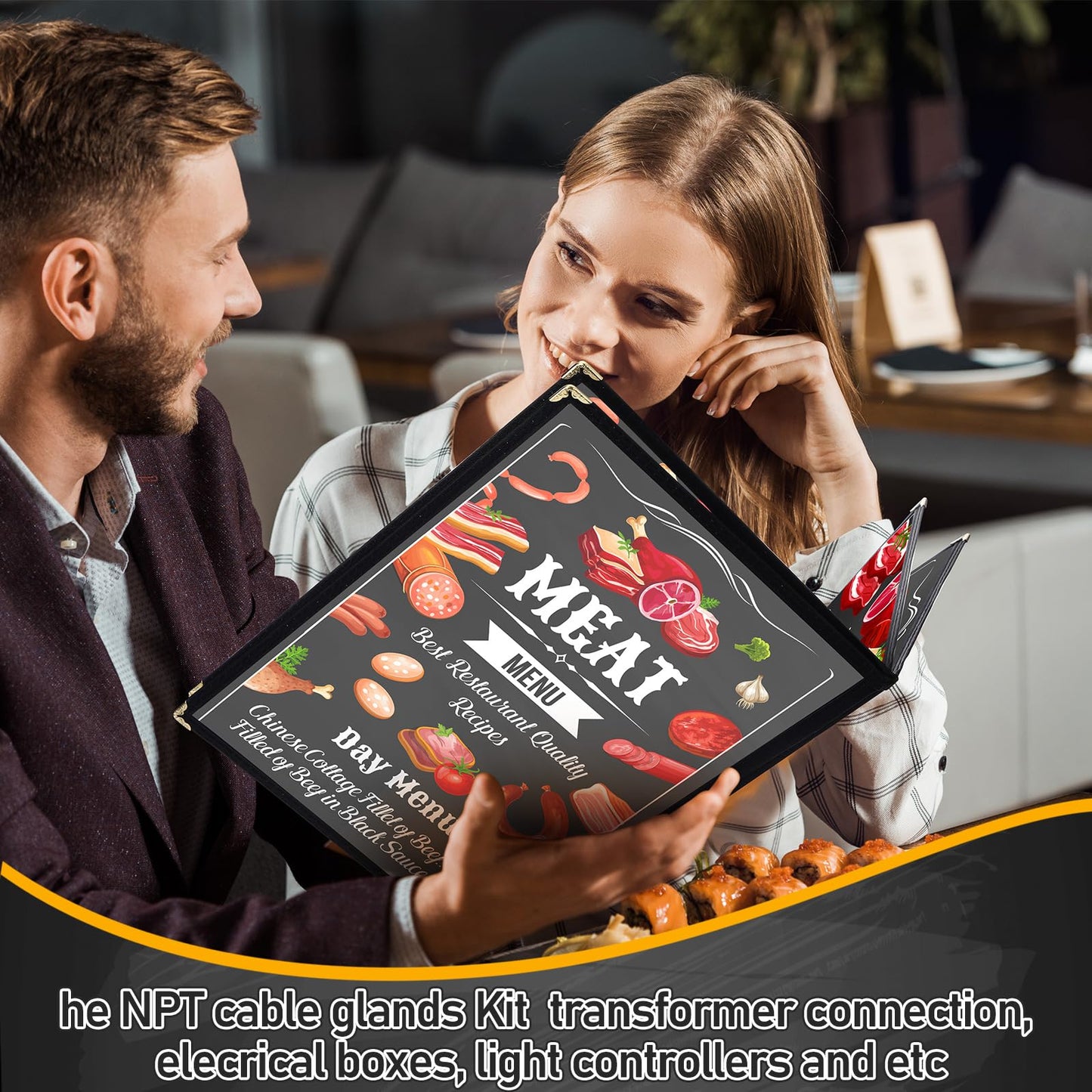 Cinnvoice 24 Pcs Restaurant Menu Covers 8.5 x 11 Inch Book Style 4 Page 8 View PVC Transparent Restaurant Menu Holder Book for Cafe Bar Hotel, Black