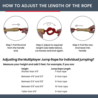 16 FT Long Jump Rope for Kids, Multiplayer, Adjustable | Classic Look Wooden Handle | Durable Kids Jumping Rope, Skipping Rope, Outdoor Fun, Party Game, Birthday Gift