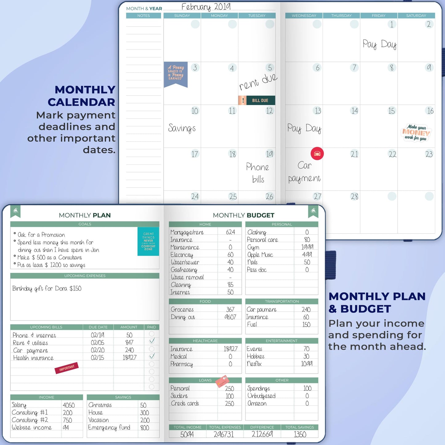 Clever Fox Budget Book 2.0 – Simple Budgeting Planner for Beginners – Financial Notebook with Money Spending, Debt & Bill Tracker (Dark Blue)