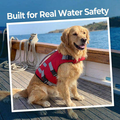 LeLePet Dog Life Jacket, High Flotation Dog Life Vest for Swimming, Boating, Ripstop Reflective Pet Swim Vest for Small Medium Large Dogs Pool Floats Adjustable Swimming Vest for Dogs Water Safety
