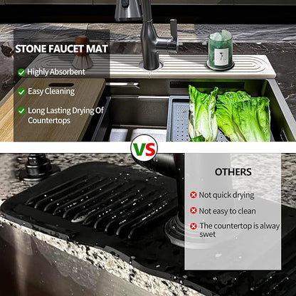 Stone Faucet Mat For Kitchen Sink, 23.6" Diatomite Quick Drying Stone Mat For