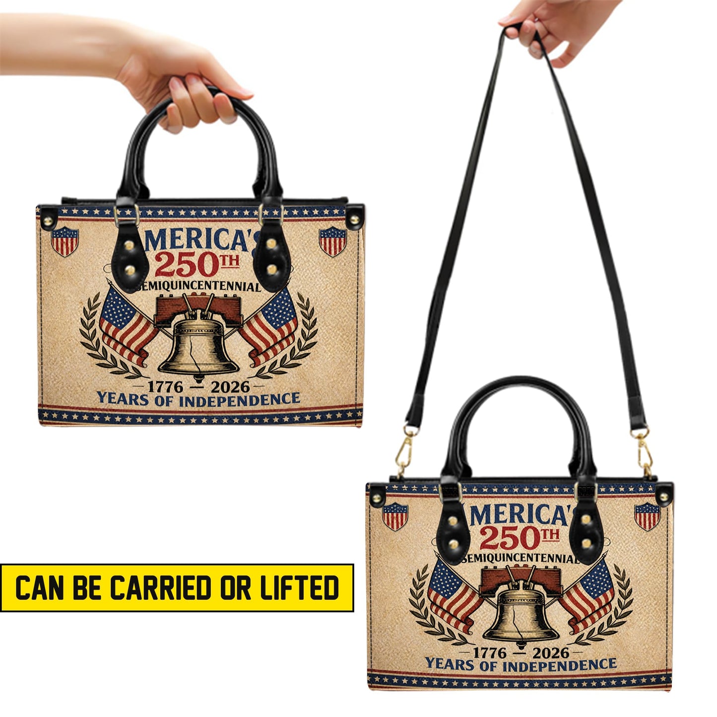 Personalized USA Anniversary Leather Bag, Eagle Purse for Women, 4th of July Patriotic Gift for Her, Veteran Day Gift (#3)