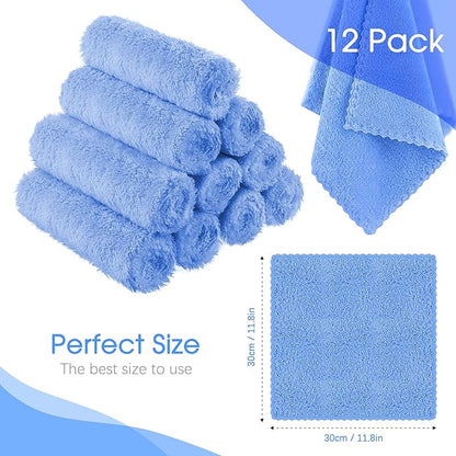 Syhood 12 Pieces Face Wash Cloth 12 x 12 in Makeup Remover Cloths Towel Coral