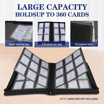 Toploader Binder - 360 Capacity Zippered Trading Card Holder | Acid-Free, Durable Storage for MTG & Sports Cards - Black Dots
