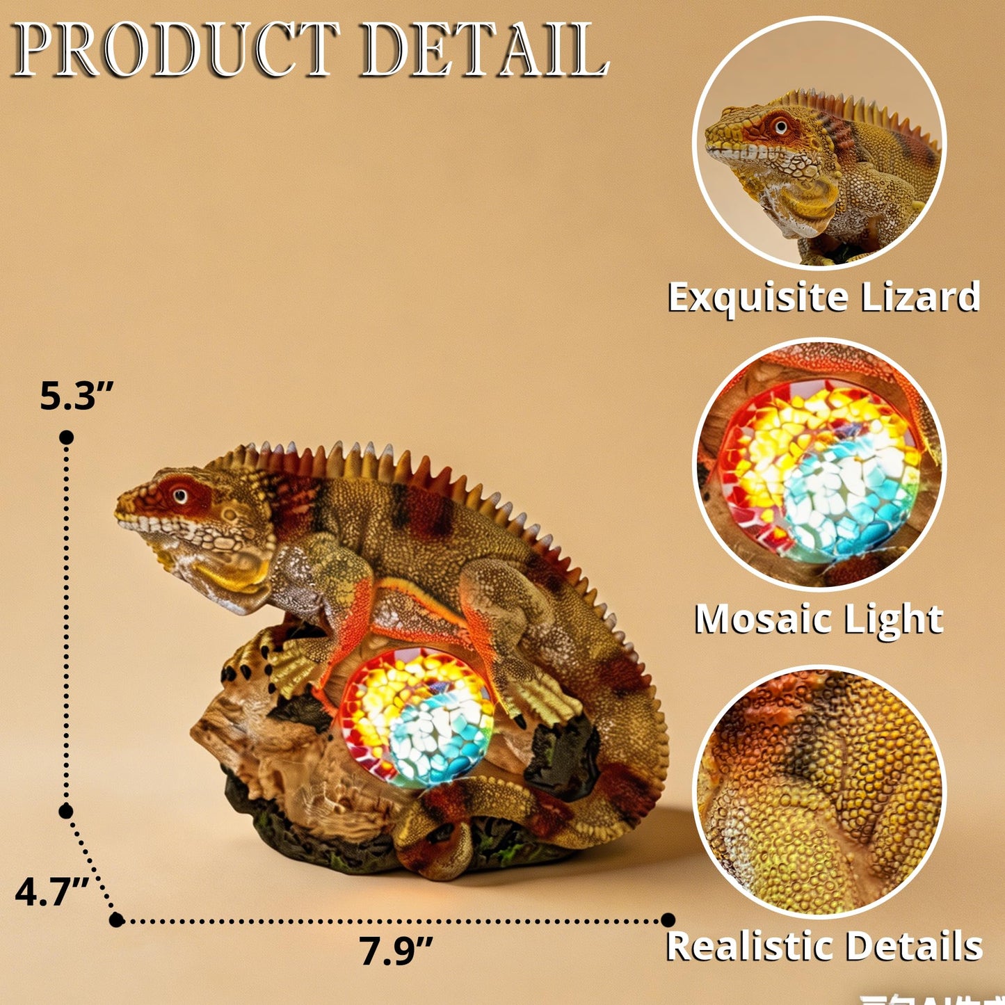 Vasesun Solar Iguana Garden Statues Decor for Outdoor, Khaki Iguana Figurine Lights for Lawn Patio Yard Decoration - Unique Christmas Housewarming Gifts for Grandma Wowen Mom