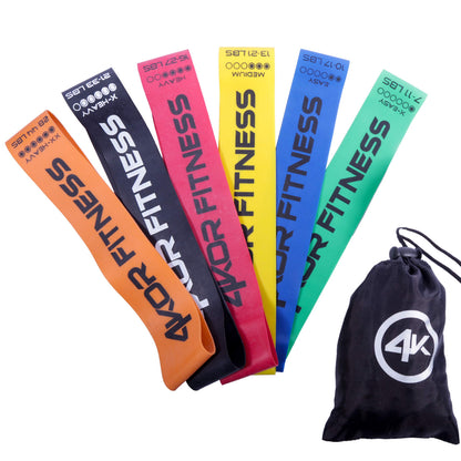 Resistance Loop Band Set by 4KOR Fitness, Perfect for Crossfit, Yoga, Physical Therapy, and Booty Building (6 Piece Miniband Set (2" x 12"))