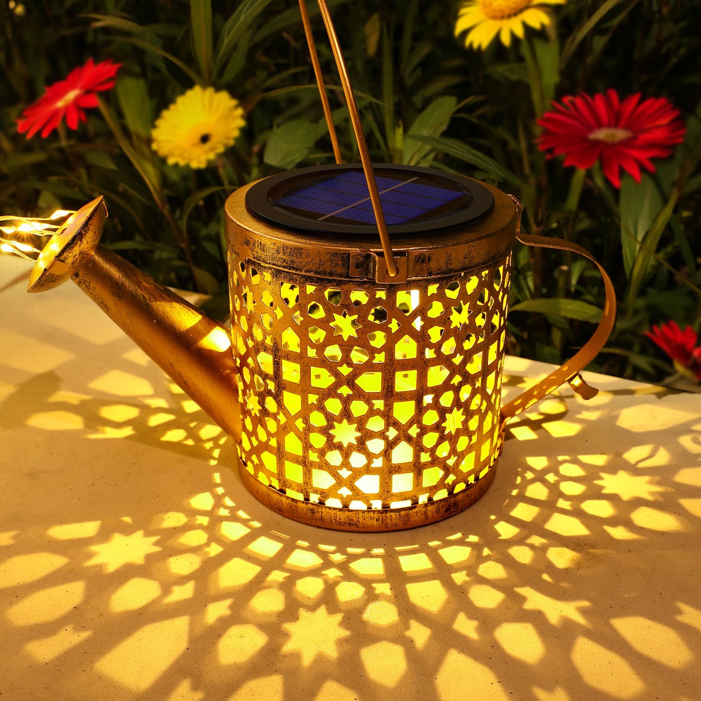 BETOLEAN Solar Lights Outdoor Decorative, 2 Pack Metal Watering Can Lights Outdoor Waterproof, Small Patio Light Yard Lawn Pathway Decor, Gardening Gifts for Women Mom Grandma