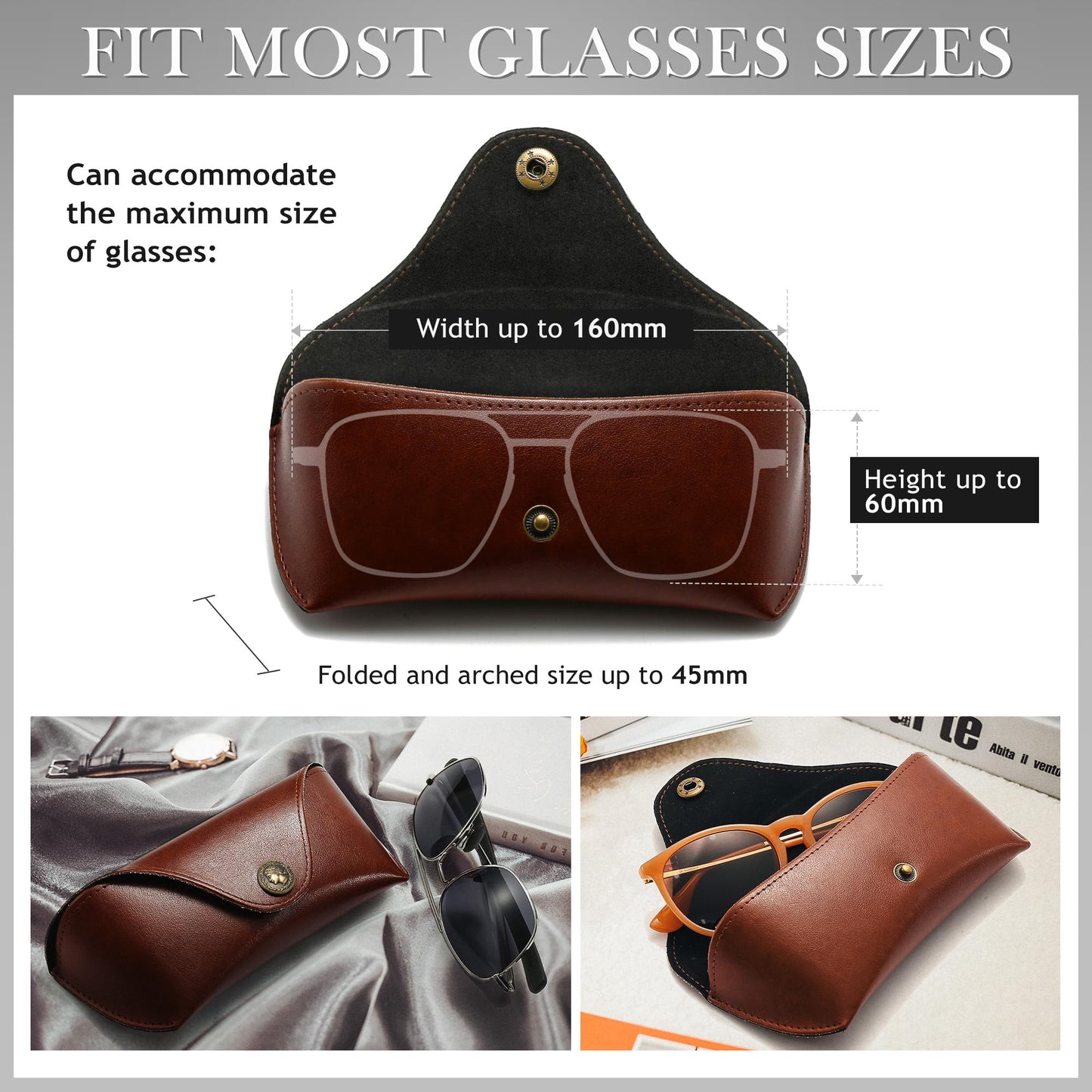 SUNGAIT Vegan Leather Glasses Case Portable Sunglasses Holder Hard Shell Slim Design Travel-Ready SGTCASE-ZS