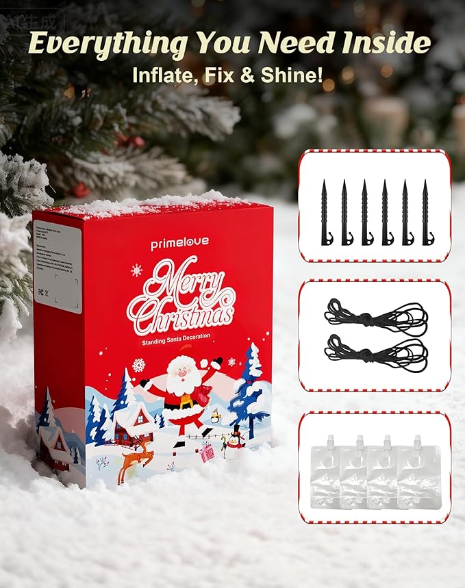 8 FT Christmas Inflatables Outdoor Decorations, Santa Claus with Candy and Gift Bag, LED Lighted Blow Up IP68 Weatherproof Standing Santa Xmas Indoor Outdoor Decor for Yard Garden Lawn Mall Party