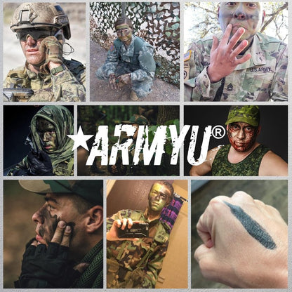 Camo Face Paint, NATO Camouflage Military Makeup Paint Sticks (Black & Olive Drab - 1 Stick - 2 Colors)