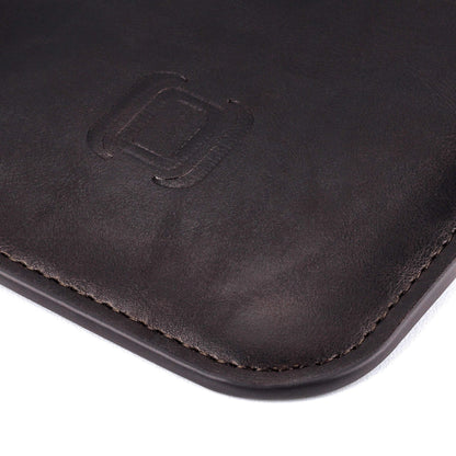Dockem Executive Sleeve for iPhone 12-16 Pro Max, 14-16 Plus (6.7 inch) – Slightly Padded Vegan Leather w/Microfiber Lining - Slim Slip-on Case [Dark Brown]