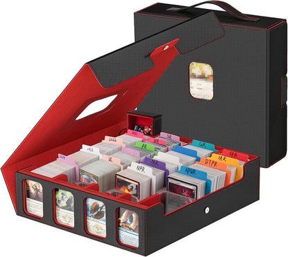 Card Storage Box - 3200+ MTG Deck Case with Colorful Dividers & Portable Handle | Fits TCG & Magic Cards