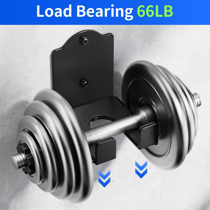 Olympic Barbell Wall Rack Holder - Heavy Duty 66lbs Weight Storage Mount with EVA Pads, Fits Wood Brick Concrete Walls, Space Saving Home Gym Equipment Organizer, 1 hook