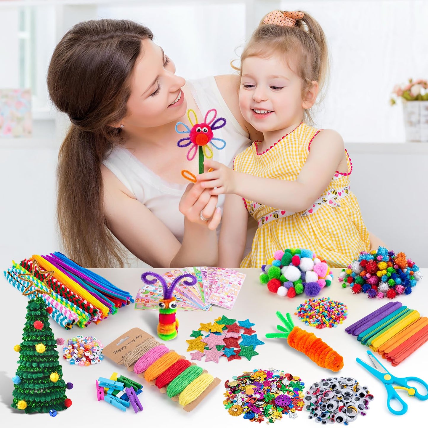 Sundaymot Arts and Crafts Supplies for Kids, 2000+Pcs DIY Craft Kits, Ages 6-10, Educational Preschool and Homeschooling Arts Programs, Children Craft Kits, Gifts for Boys and Girls.