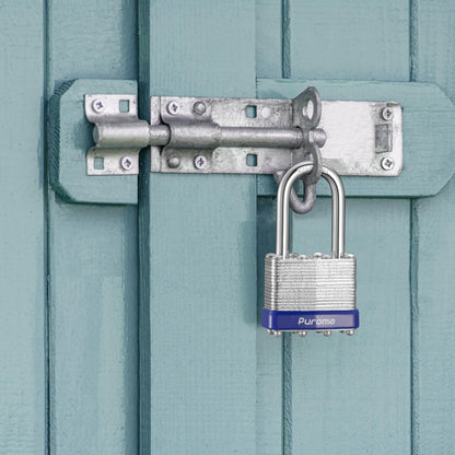Puroma Lock 3 Pack Padlocks, 1-1/2” Long Shackle Heavy-Duty Locks with 6 Keys, 40mm Hardened Steel Keyed Alike Padlocks for Sheds, Gates, Fences, Toolbox, Outdoor and Indoor Use（Silver