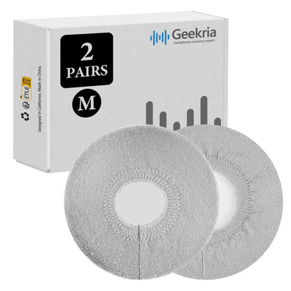 Geekria 2 Pairs Knit Headphones Ear Covers - Product Safety Certified - Washable & Stretchable Sanitary Earcup Protectors for Over-Ear Headsets, Sweat Pads for Gym, Gaming (Size M/Grey)