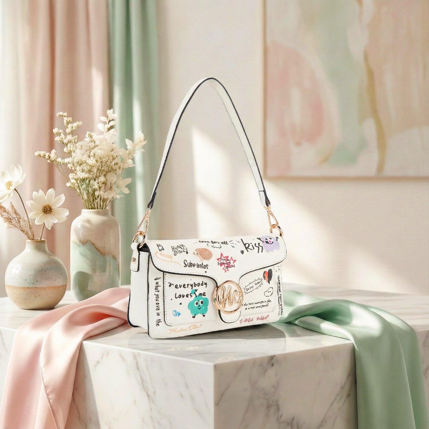 Milan Chiva Crossbody Bags for Women - Small Cross Body Purse Shoulder Bag, Cute Purse Handbags for Daily Commute Travel MC-619-1WT