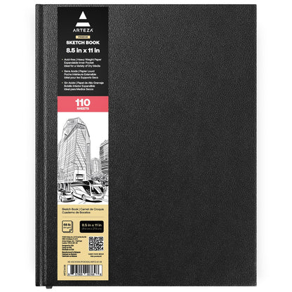 ARTEZA Hardcover Sketch Book 8.5 x 11 Drawing Pad 100 Sheets Sketch Pads for Drawing for Adults & Teens