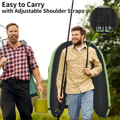 Xproutdoor Fishing Float Tube with Adjustable Backpack Straps, Storage Pockets, Fish Ruler, Fly Fishing Boat with Pump, Oar, Rod Holder and Mount, Fins, 350LBS Load Bearing Capacity, FT003,Green