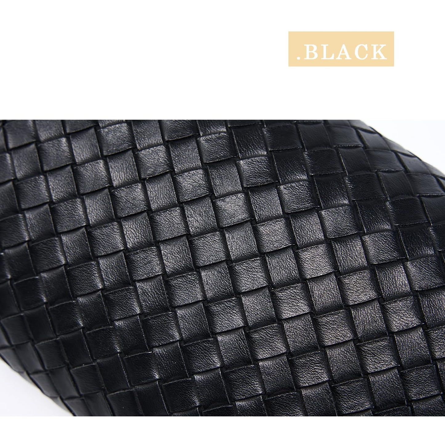 MUDUO Women's Woven Evening Bag Faux Leather Shoulder Handbag Fashion Crossbody Clutch Purse (BZ18-Black)