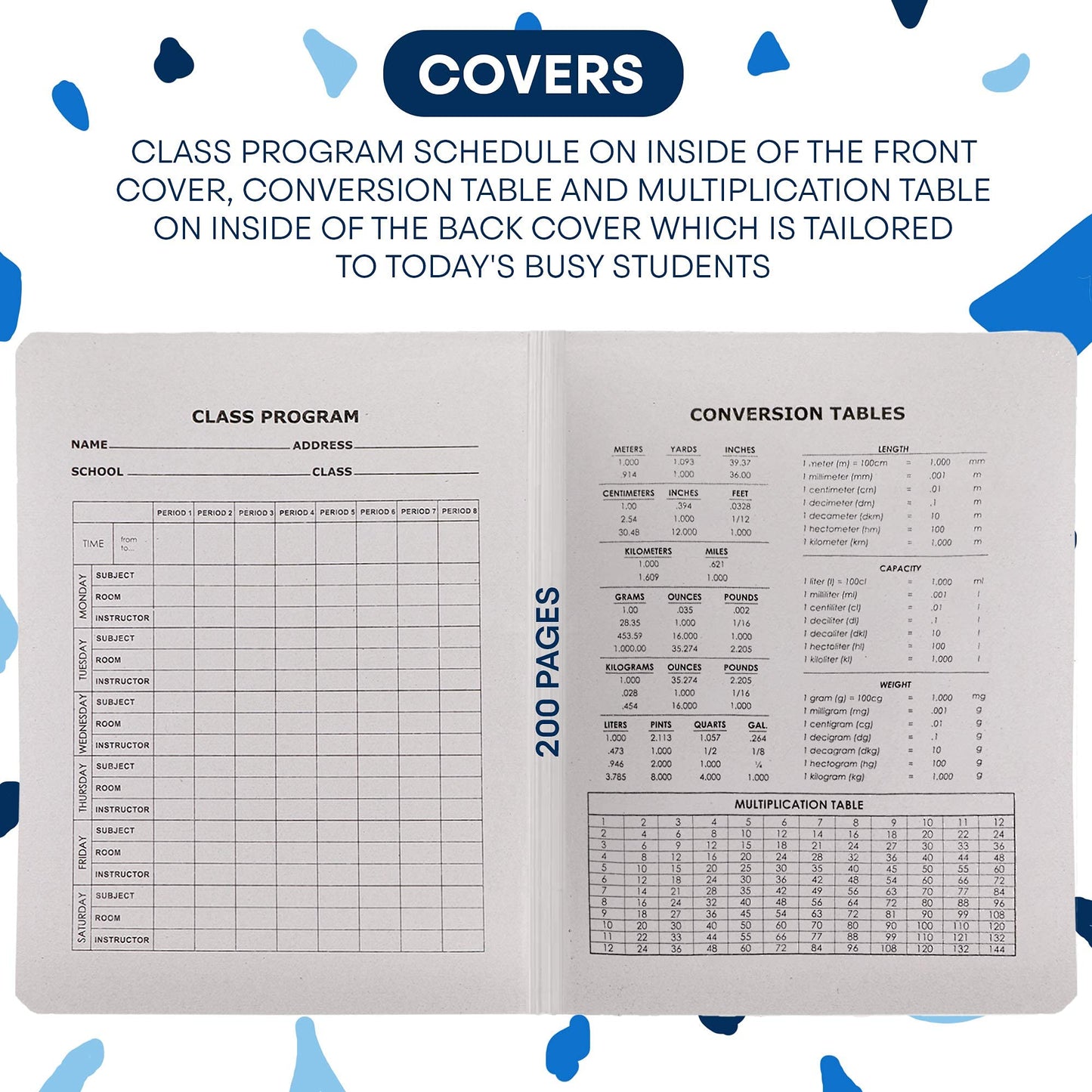 Emraw Black & White Marble Style Cover Composition Book with 100 Sheets of Wide Ruled White Paper (8 Pack)