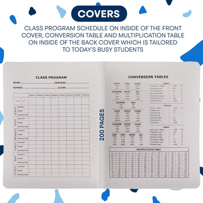 Emraw Black & White Marble Style Cover Composition Book with 100 Sheets of Wide Ruled White Paper (8 Pack)