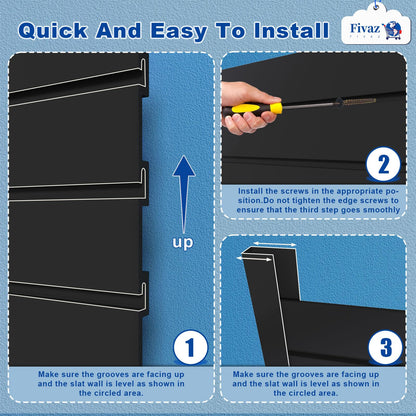 4'x8' PVC Slat Wall Paneling, High Load Capacity Slatwall Panel, Cuttable & Moisture-Proof & Flame Retardant, Heavy Duty Black Garage Slatwall Panes Storage Systems for Garage Workshop Storage