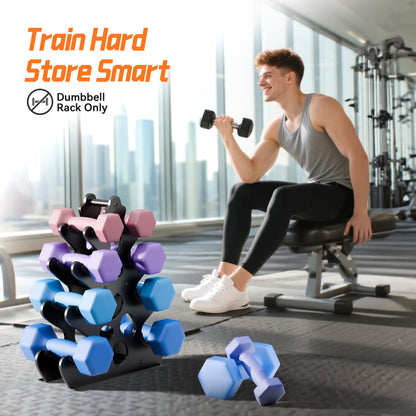 4 Tier Dumbbell Rack, Weight Rack For Home Gym, Dumbbell Stand for Free Weights
