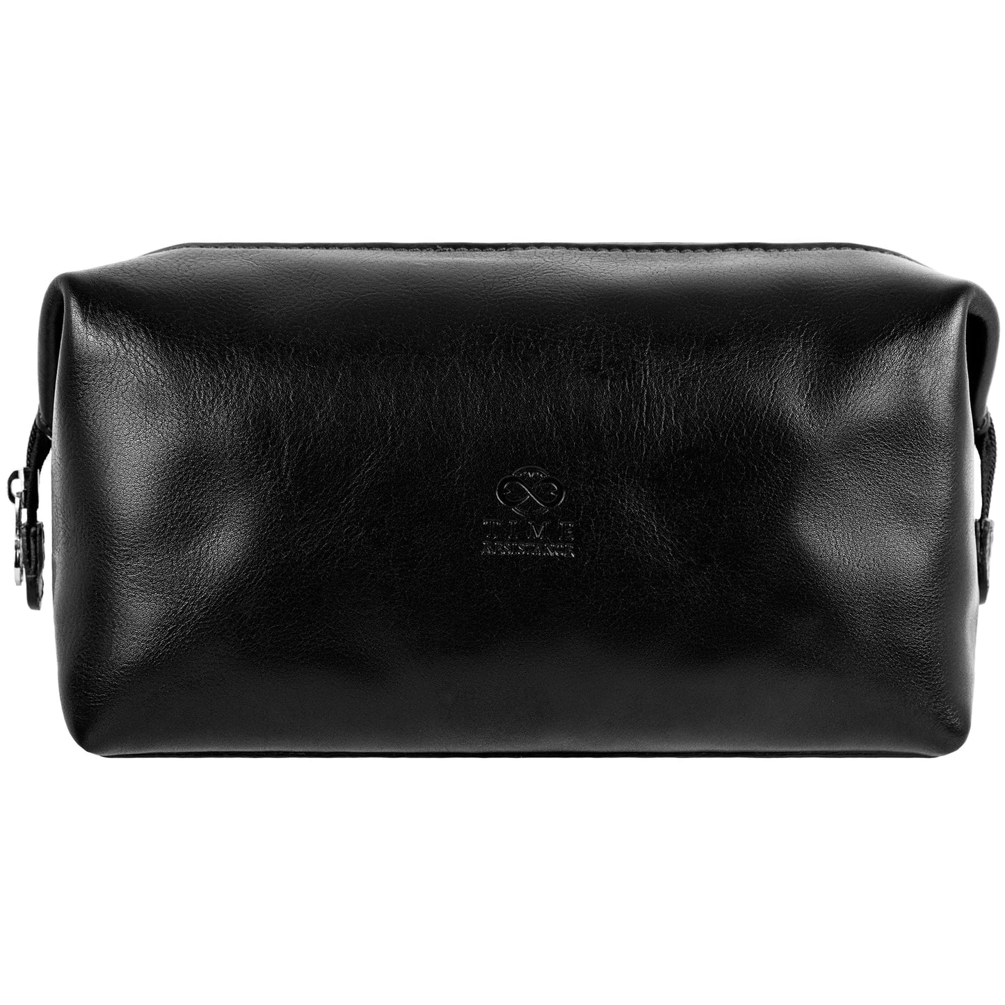Time Resistance Leather Toiletry Bag - Italian Cosmetic Case Dopp Kit (Black)