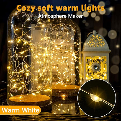 12 Pack Fairy Lights Battery Operated 7ft 20 LED Mini String Lights Twinkle Lights Silver Wire Firefly Starry Lights for Mason Jars Wedding Party Christmas Centerpiece Table Decorations, Warm White